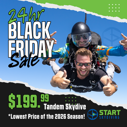BLACK FRIDAY DEAL! Tandem Jump Gift Card - Weekend or Evening (Fri/Sat/Sun or Weekdays after 4p) Rate